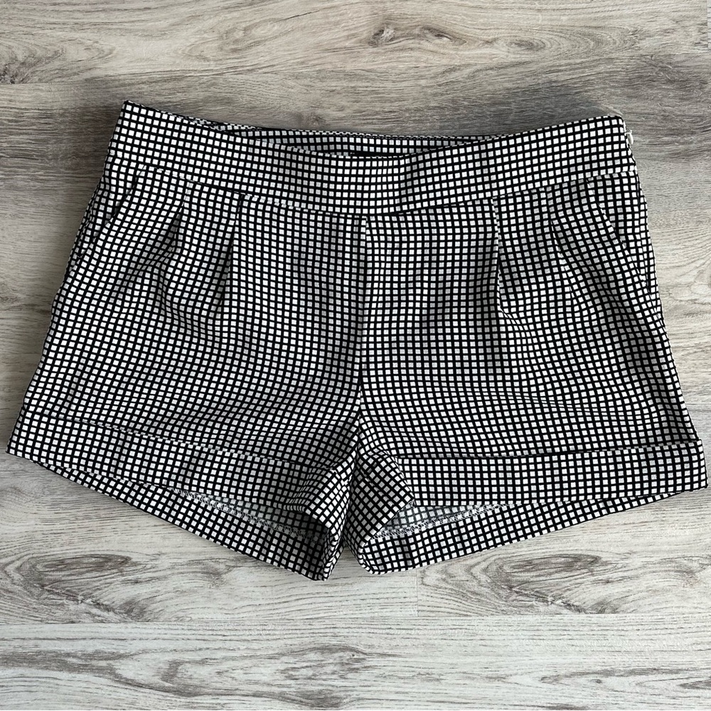 Express black and white checkered dress shorts
